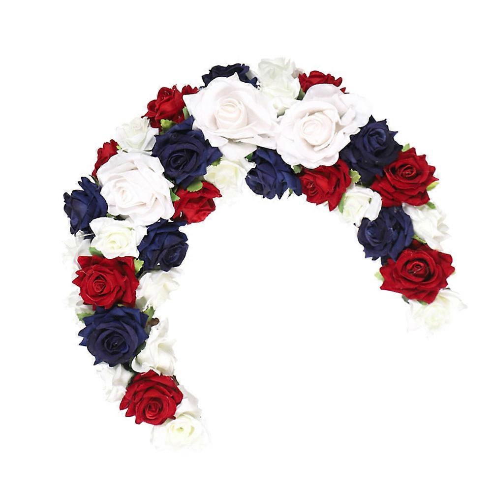 Festival Moon Shaped Rose Pendant Hanging Decoration Independence Day Decor 30x26cm 1Set