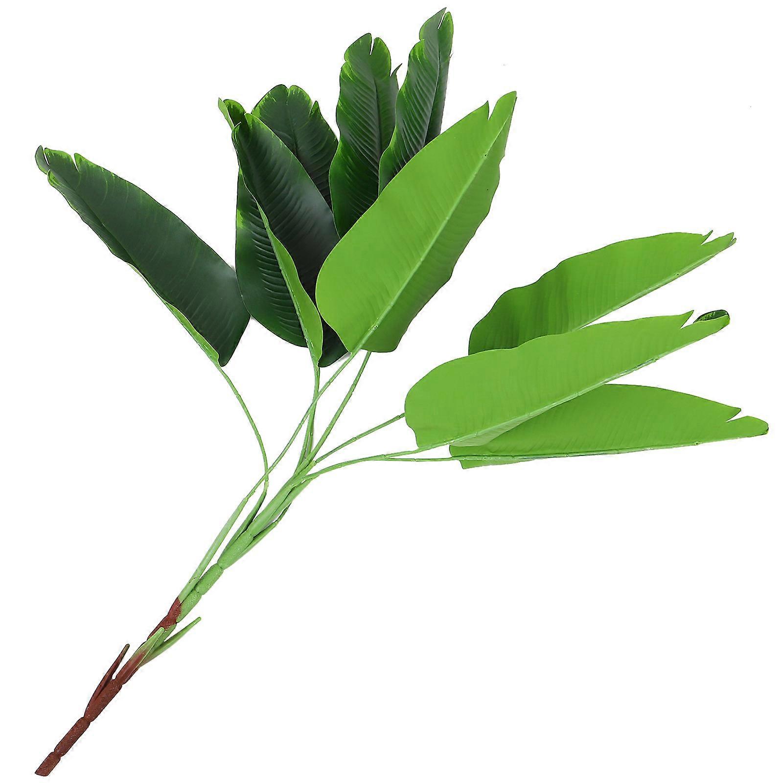 Faux Banana Leaf Stem Non-Fading Plastic Iron Home Decor 80x13cm Green 1Set