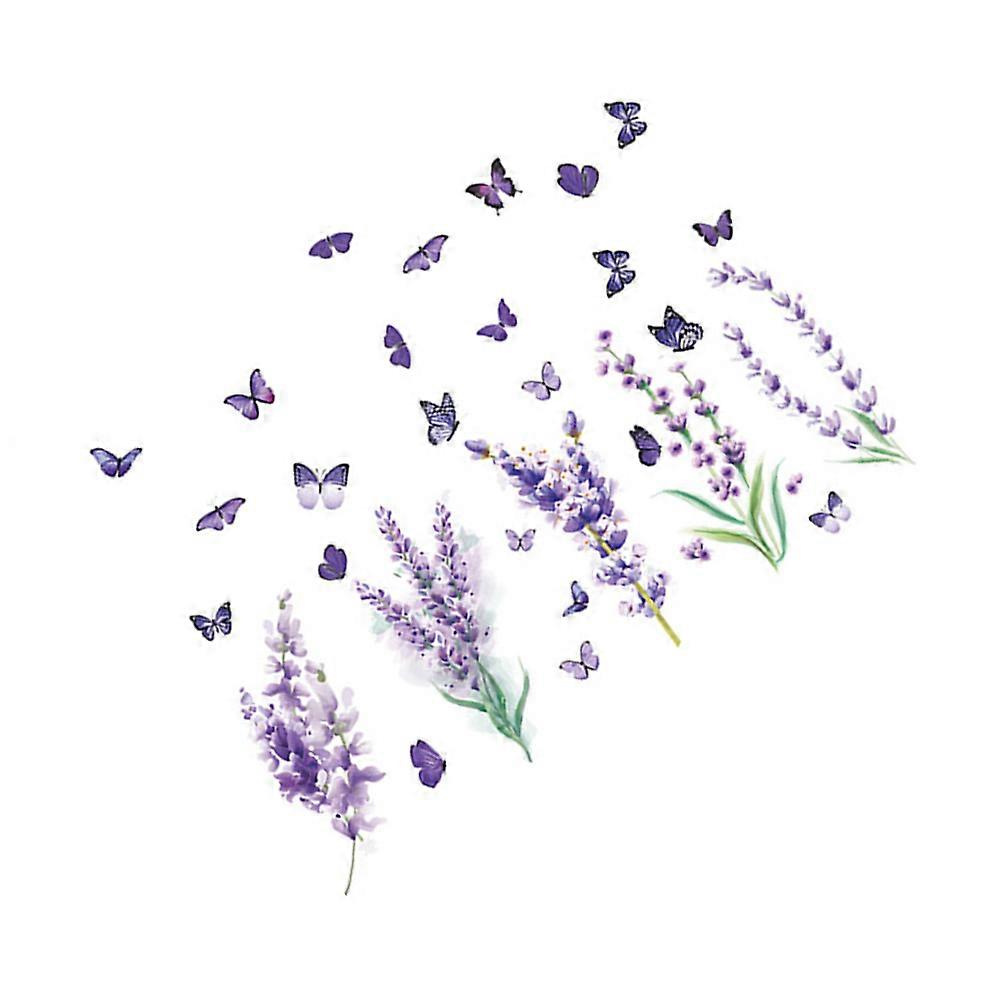 Lavender Wall Sticker Removable DIY Art Decal for Room Bedroom Home Decor Self Adhesive Floral Design for Smooth Surfaces