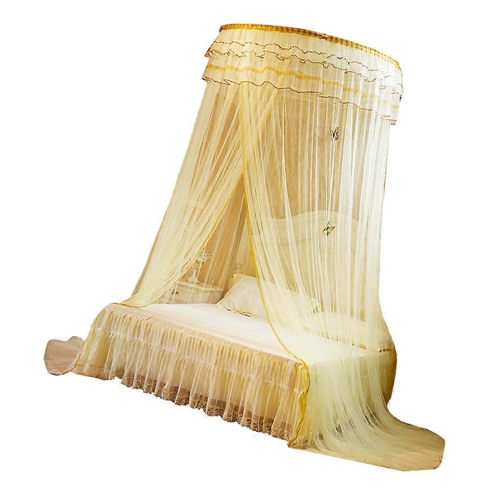 Over Bed Canopy Romantic Style Polyester Fiber Iron Wire 270*120cm Beige 1Pack