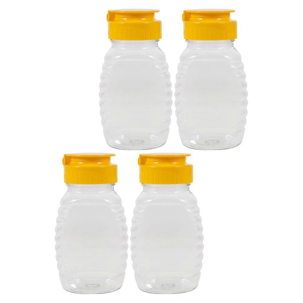 4pcs Clear Plastic Honey Jar Empty Squeeze Bottles with Refillable Containers for Storing and Dispensing Honey