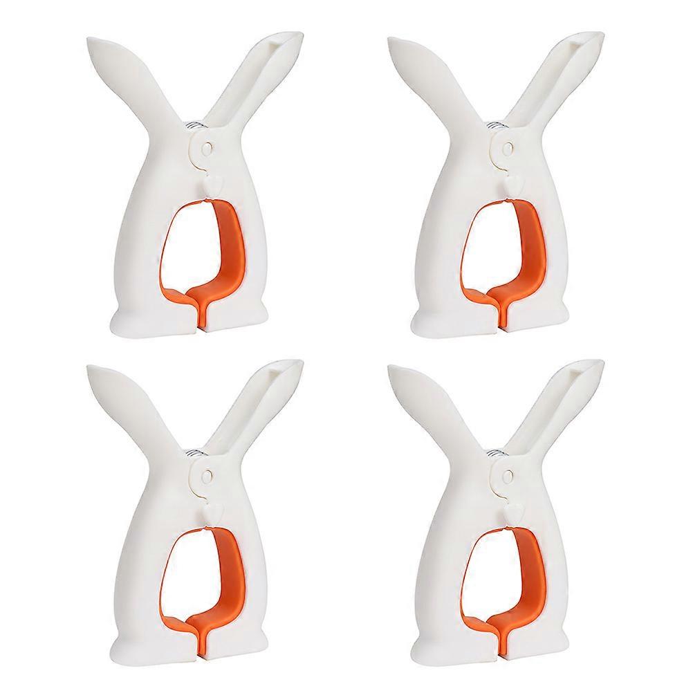 Windproof Quilt Fixing Clips with Rabbit Ear Design, Non Slip Clothes and Blanket Clamps for Secure Outdoor Drying, Lightweight Plastic Pegs Set of 4