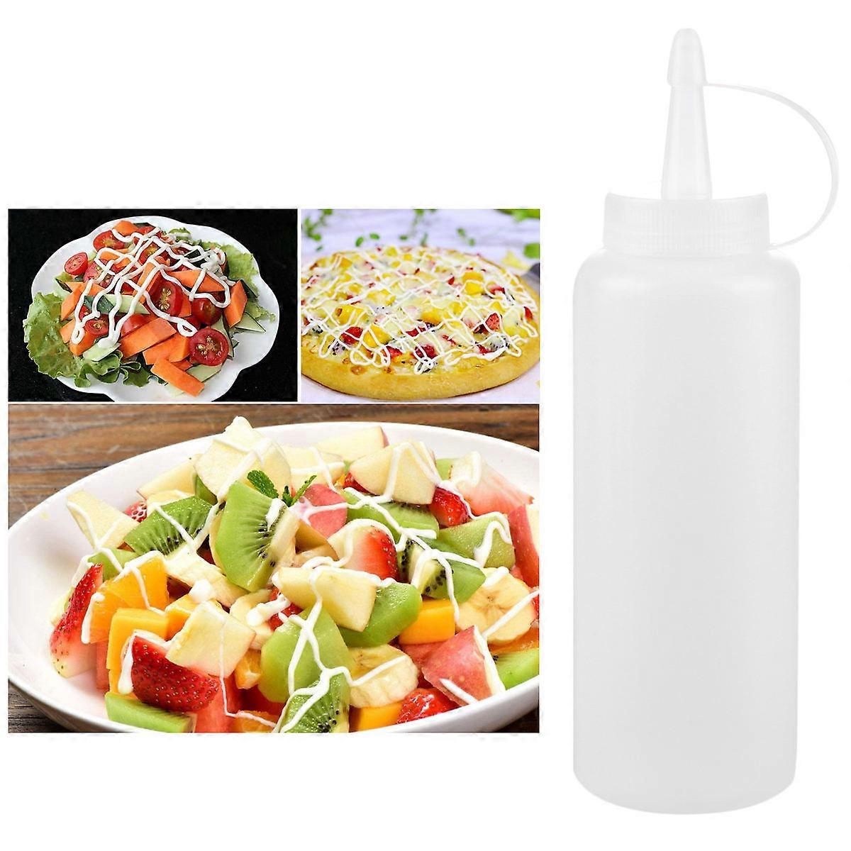 White Plastic Squeeze Bottle for Kitchen Use Sauce Container 4pcs Set
