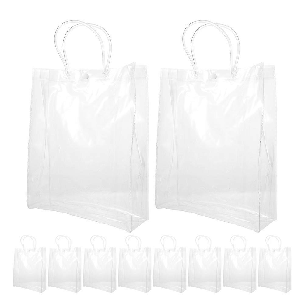 10pcs Reusable Transparent PVC Tote Bags for Shopping, Wrapping & Party Favors – Stylish & Practical Design