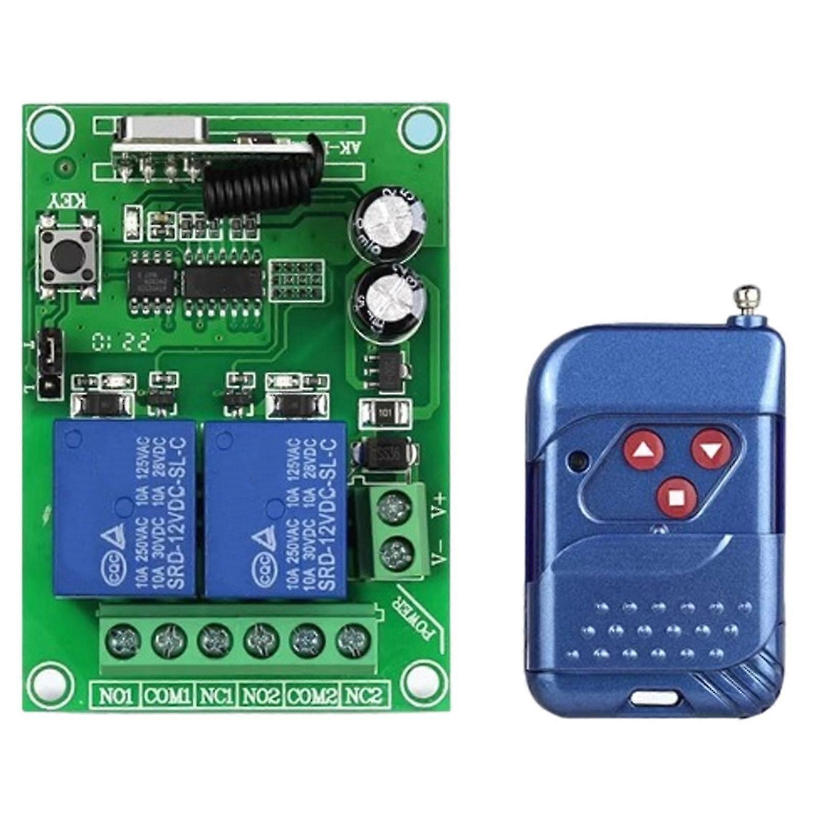 12V 2 Channel Wireless Remote Control Switch RF Transmitter Receiver Module For Garage Door Mahogany Finish Remote System