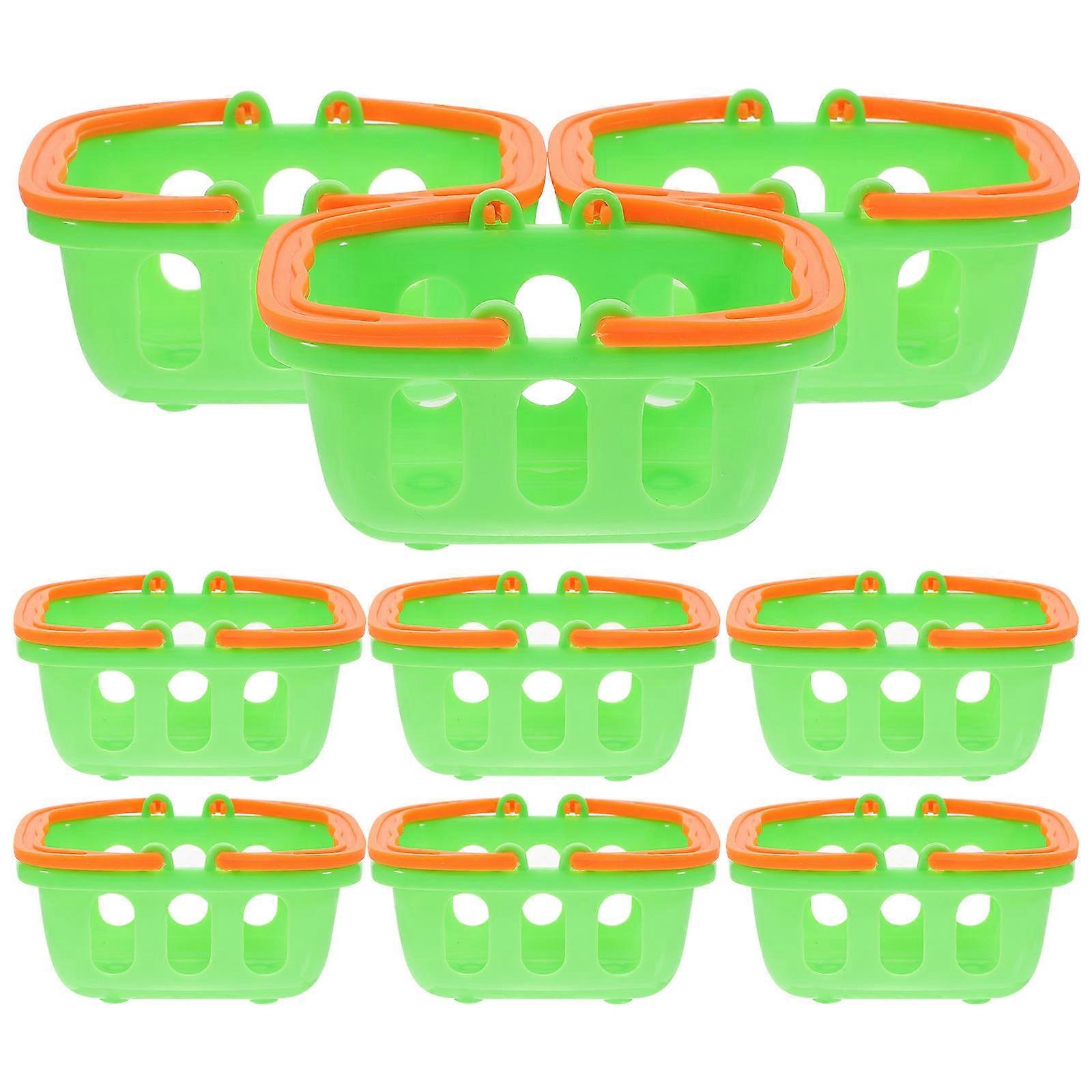 Supermarket Cart Basket Toy Miniature Shopping Basket Craft Studio Use Orange 10Pcs