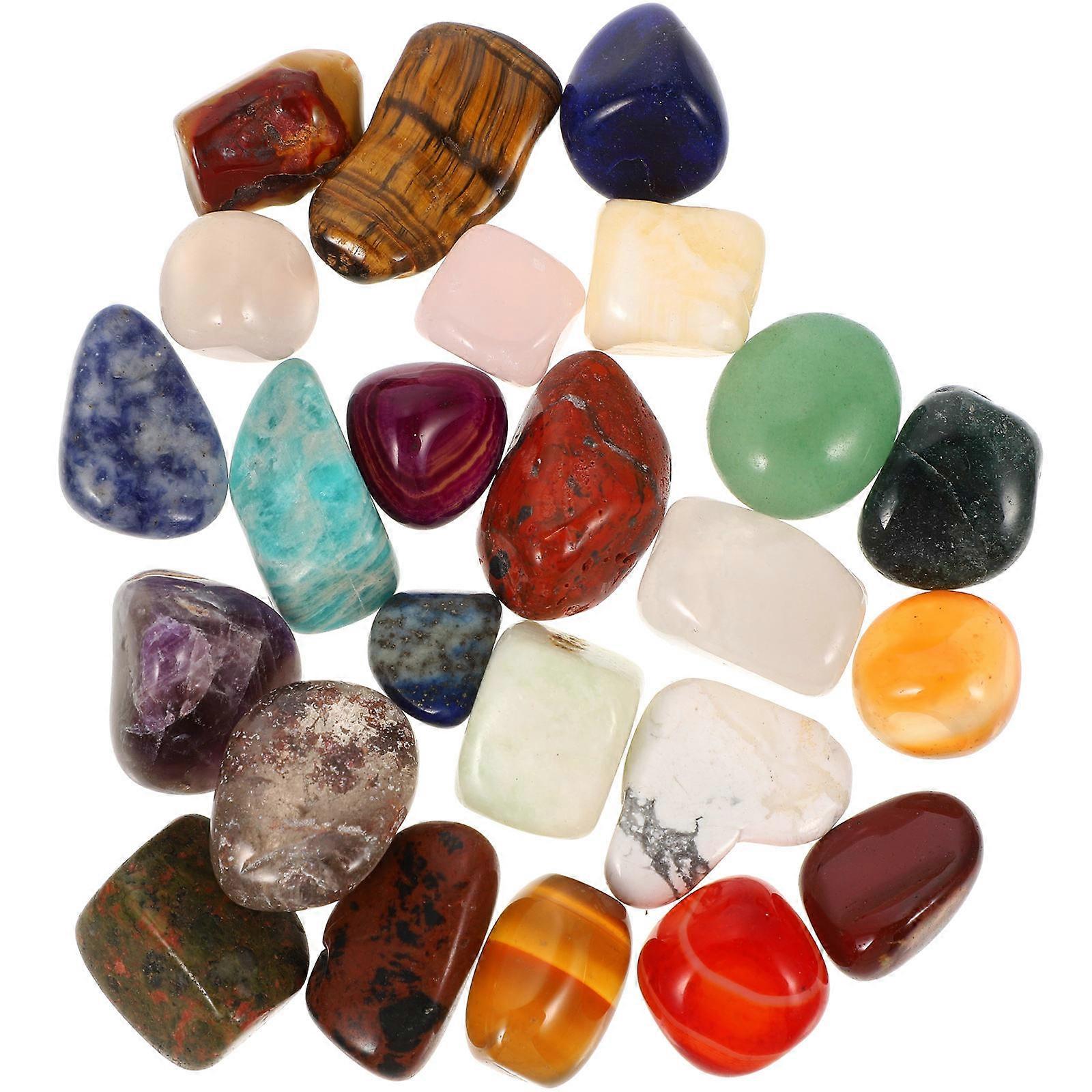 Decorative Energy Stones Natural Chakra Stone Sample Meditation Aid Assorted Color 2x1.5x0.5cm 24Pcs