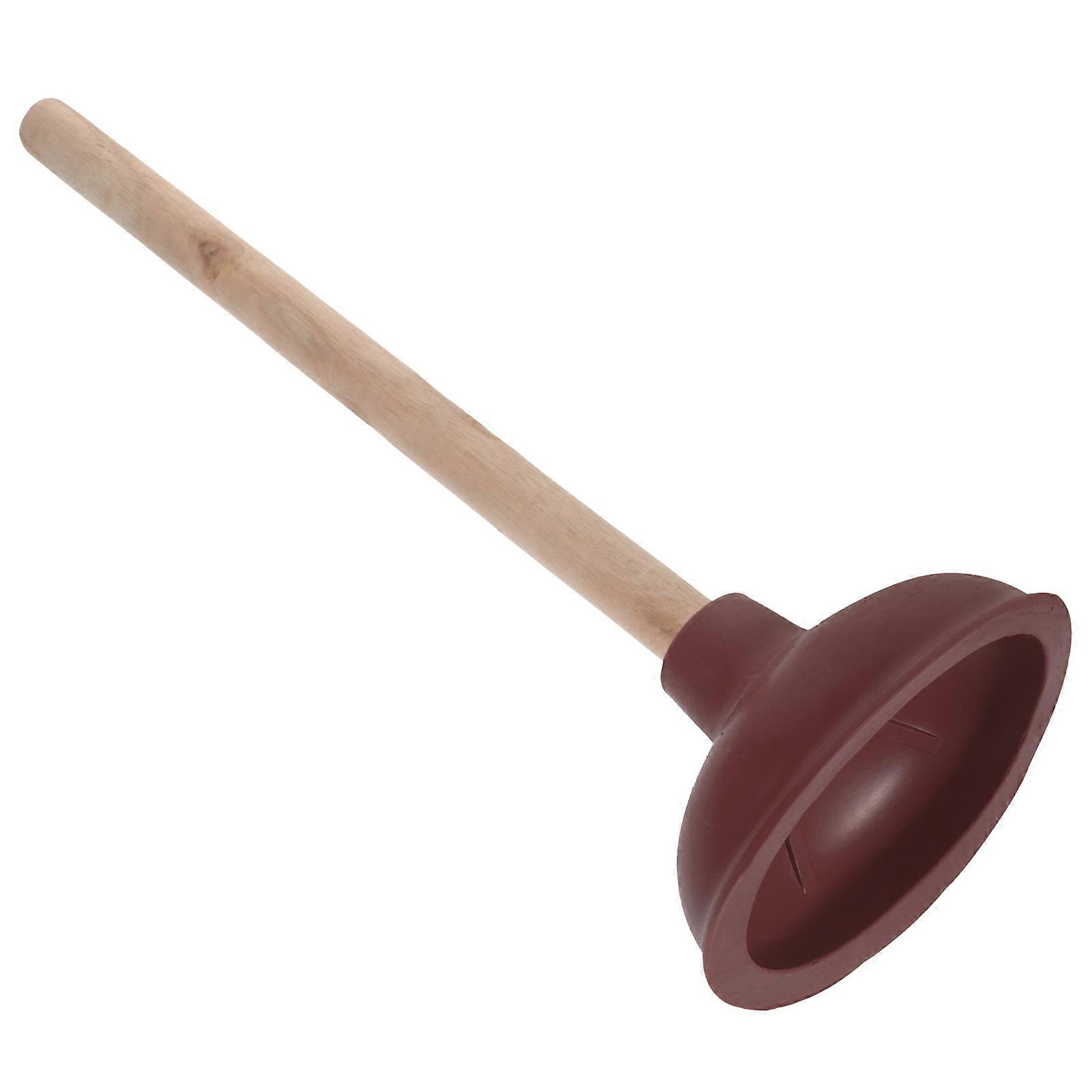 Heavy Duty Toilet Plunger with Strong Suction Cup and Wooden Handle for Home Drain and Toilet Unclogging – Portable Rubber Cup Tool for Blockage