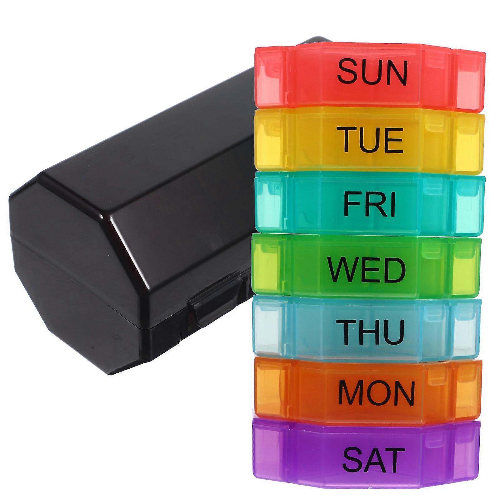 Secure Lid Weekly Pill Organizer with Compartments for Daily Use Home PP Material