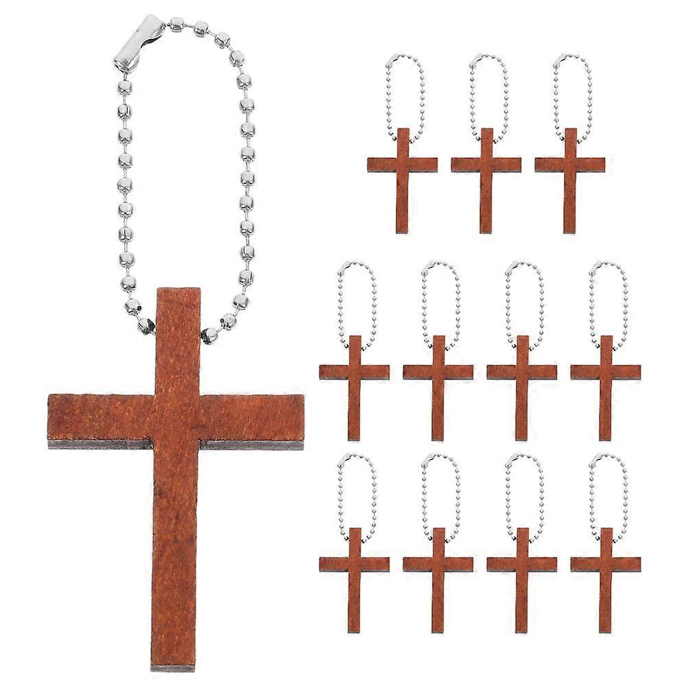 12pcs Keychain Charms Wooden Cross Keychain Charms Stylish and Multi-Functional Keychain Accessories for Daily Use and Gifts