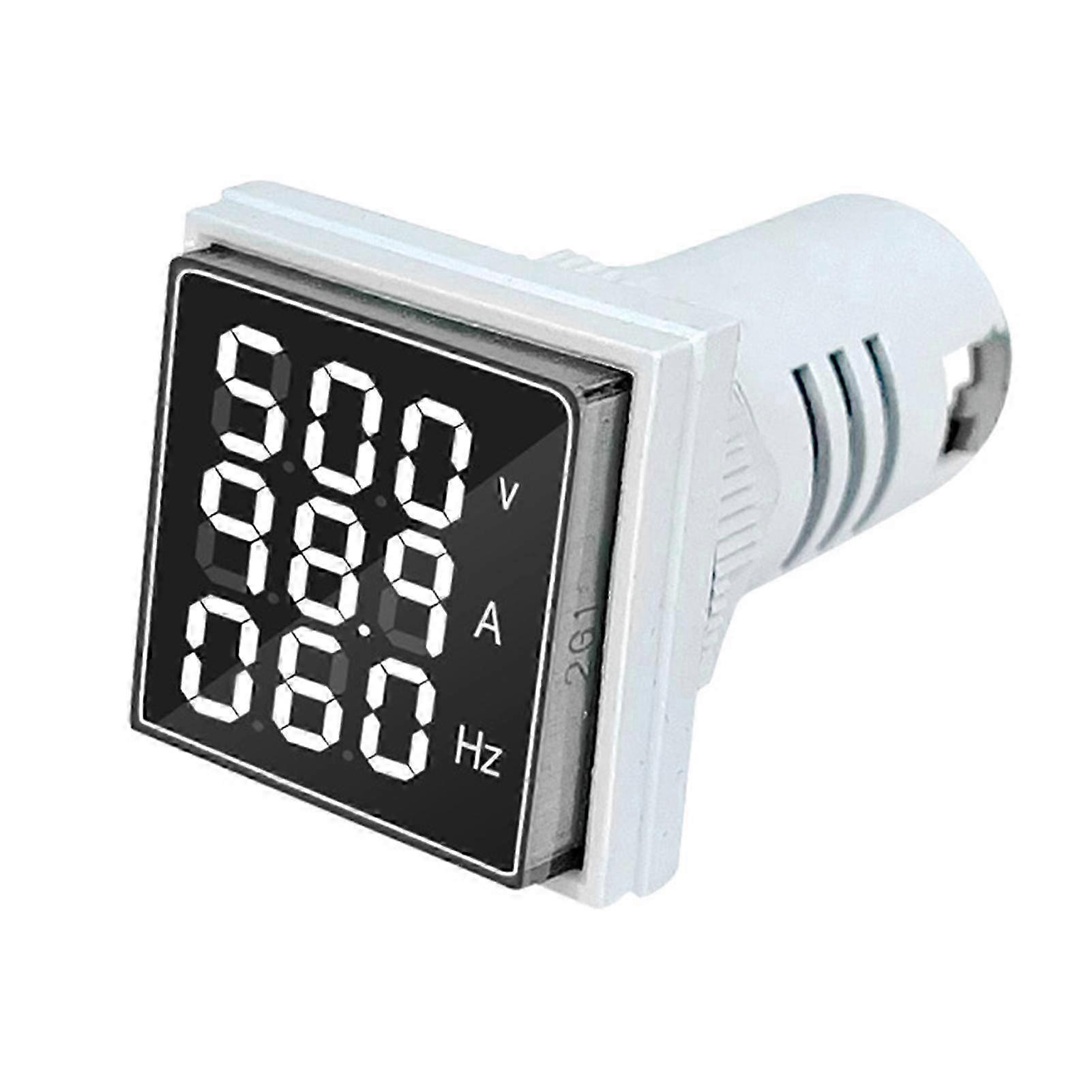 2025 Three-Digit Display AC Current Voltage Frequency 3-in-1 Indicator 22mm Square Head LED Multi-Function Measuring Instrument Monitor AC60-500V 0-10