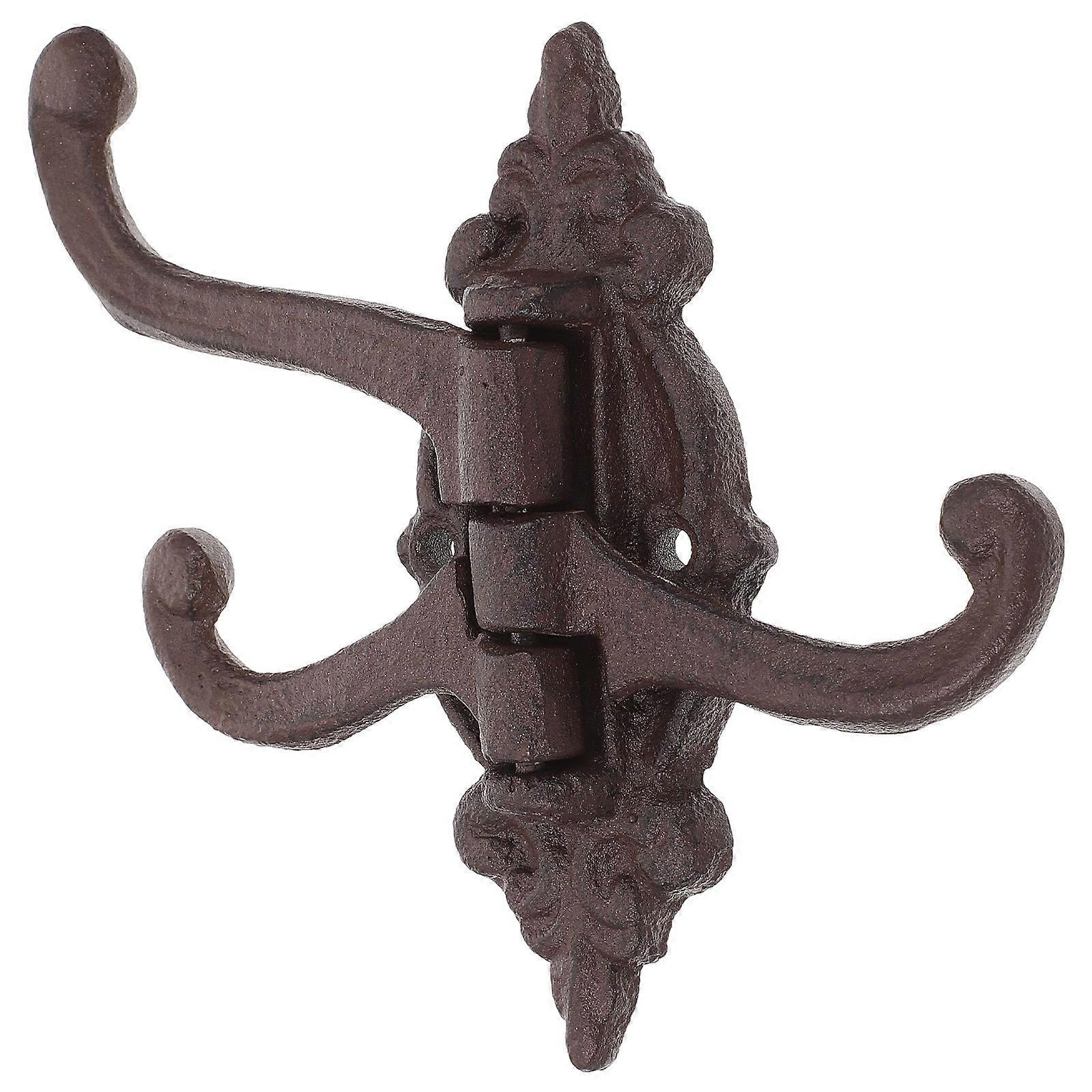 Vintage Iron Wall Hook with Three Swivel Arms for Home Decor and Storage Solutions