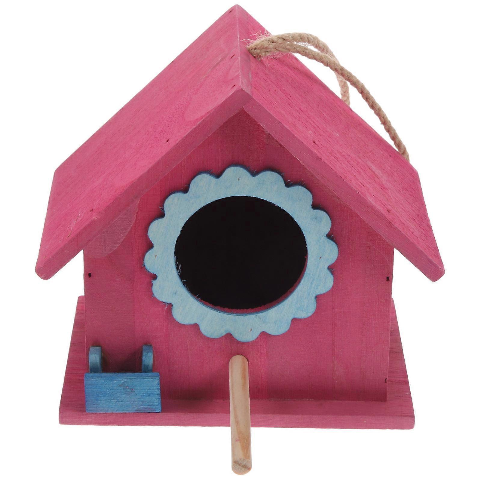 Red Bird Shelter House Made Of Wood And Plastic Ideal For Birds In Outdoor Spaces 1Pcs