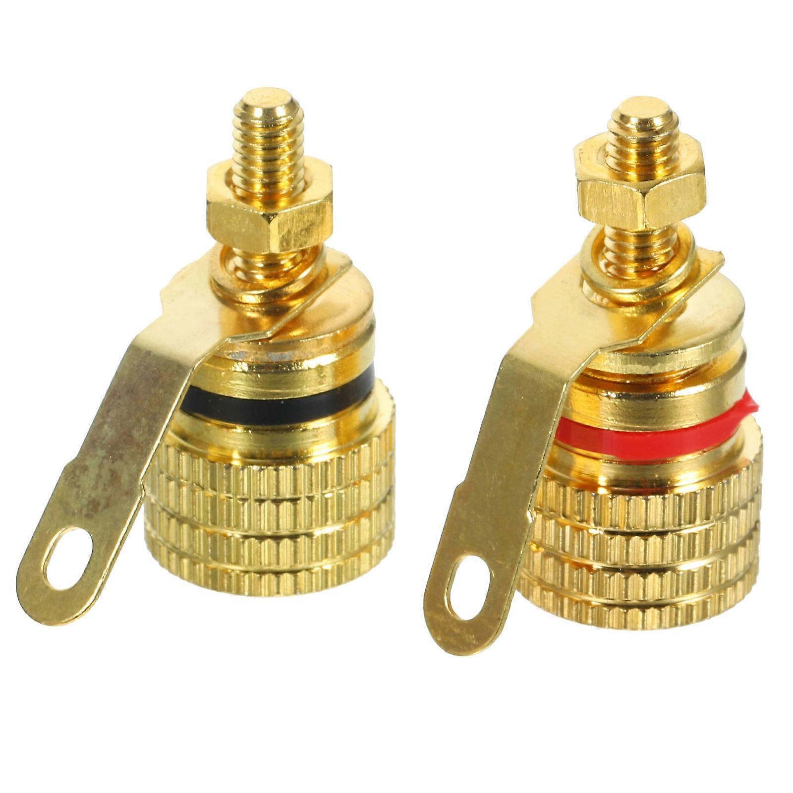 Copper Banana Socket Connector For Amplifier Audio Enthusiasts Daily Use 1.3X3.5CM Golden Subwoofer Box Wiring 2PCS