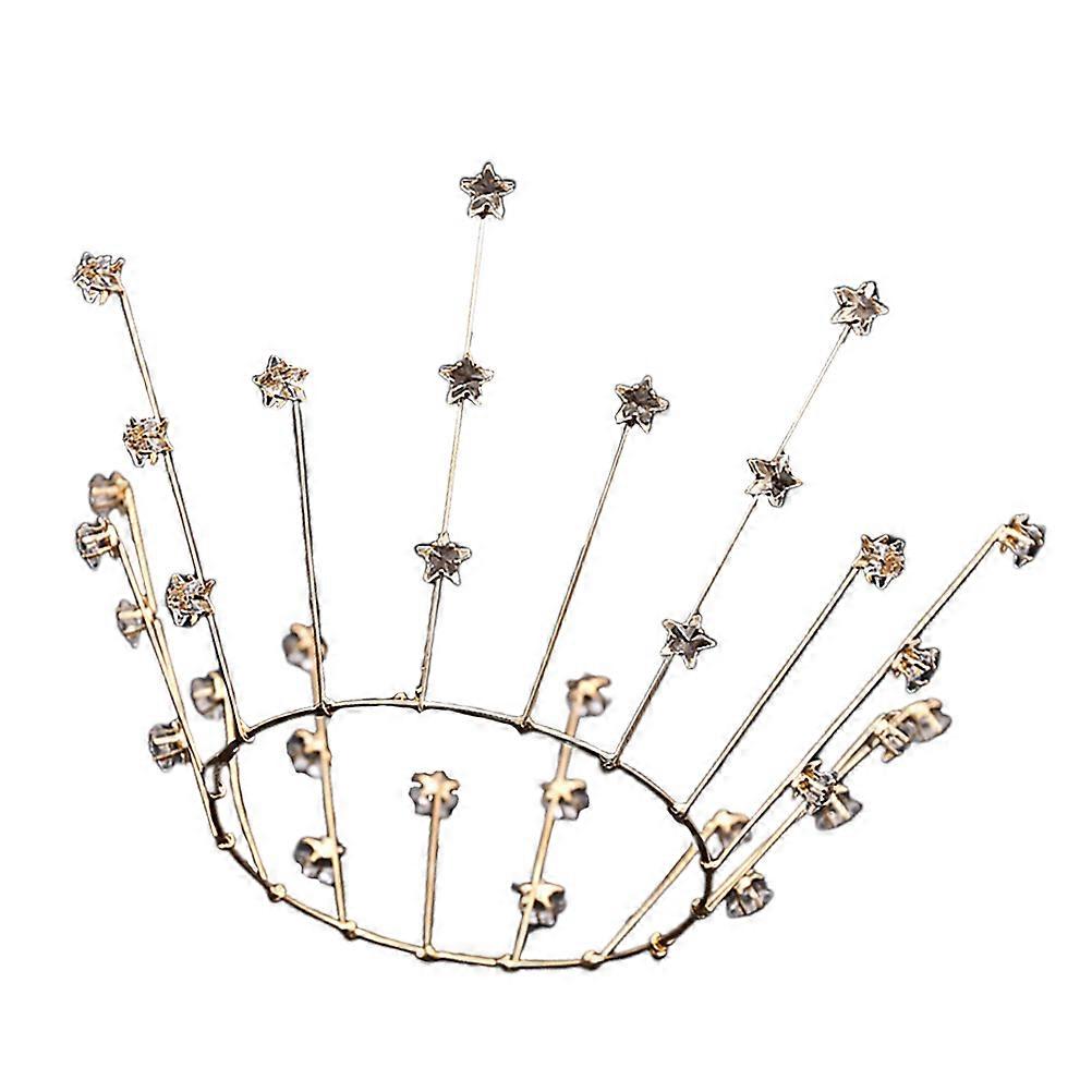 Small Crown Cake Toppers Round Metal Rhinestone Decorations For Royal Or King Themed Parties 1Pc Golden