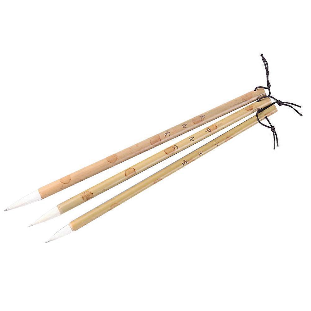 Professional Elastic Hair Chinese Calligraphy Brush Set for Writing Practice 3 Pcs Beige L