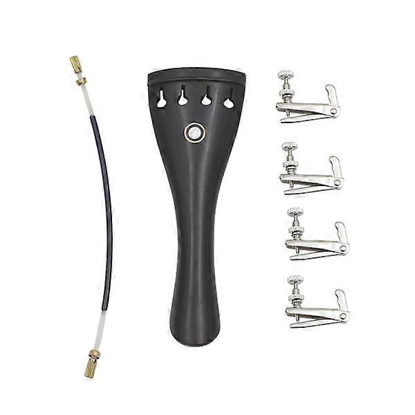 Violin Install 3 in 1 Ultra Composite Ebony Tailpiece with Rope & Fine Tuners Kit 4/3 4/4
