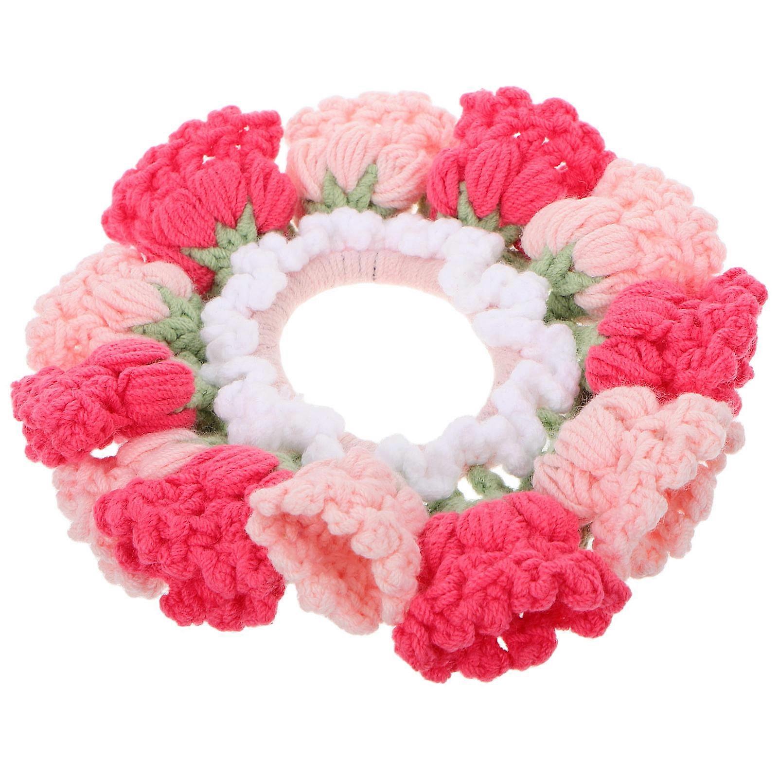 شعر كروشيه زهرة مصنوع يدويا للفتيات ملحق شعر ناعم ورائع ذيل حصان وربطة عنق