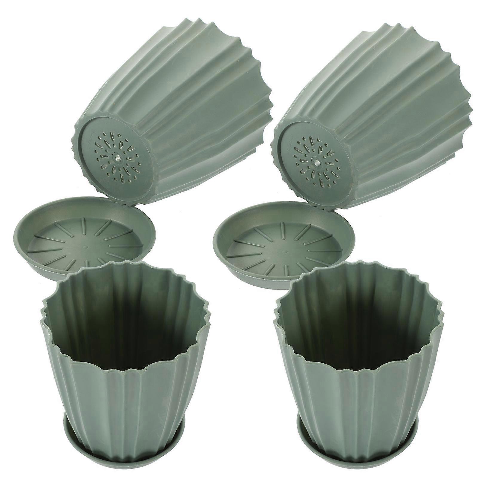 Plastic Flower Pots Set with Tray – Durable Cactus Planters for Succulent Gardening and Home Decoration