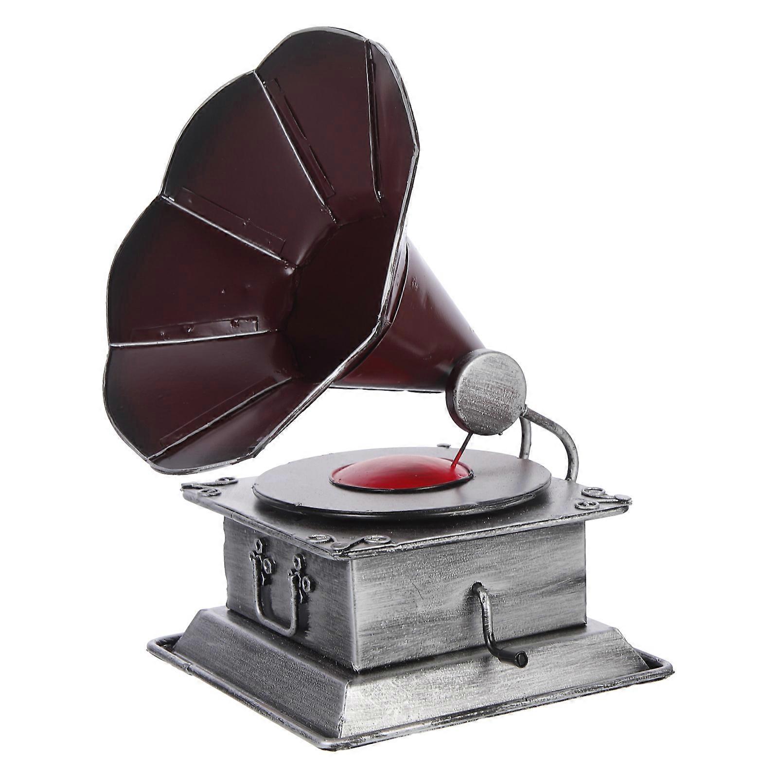 Purple Iron Gramophone Decor for Home Office Parties Elegant Retro Decorative Accessory 8.5 x 11.5 Inches