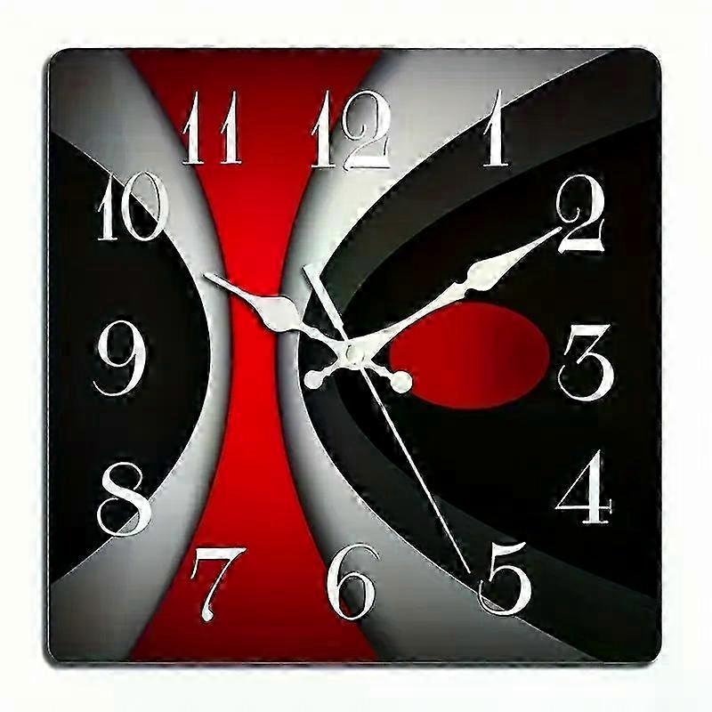 Wooden wall clock, red, black and gray modern irregular design wall clock