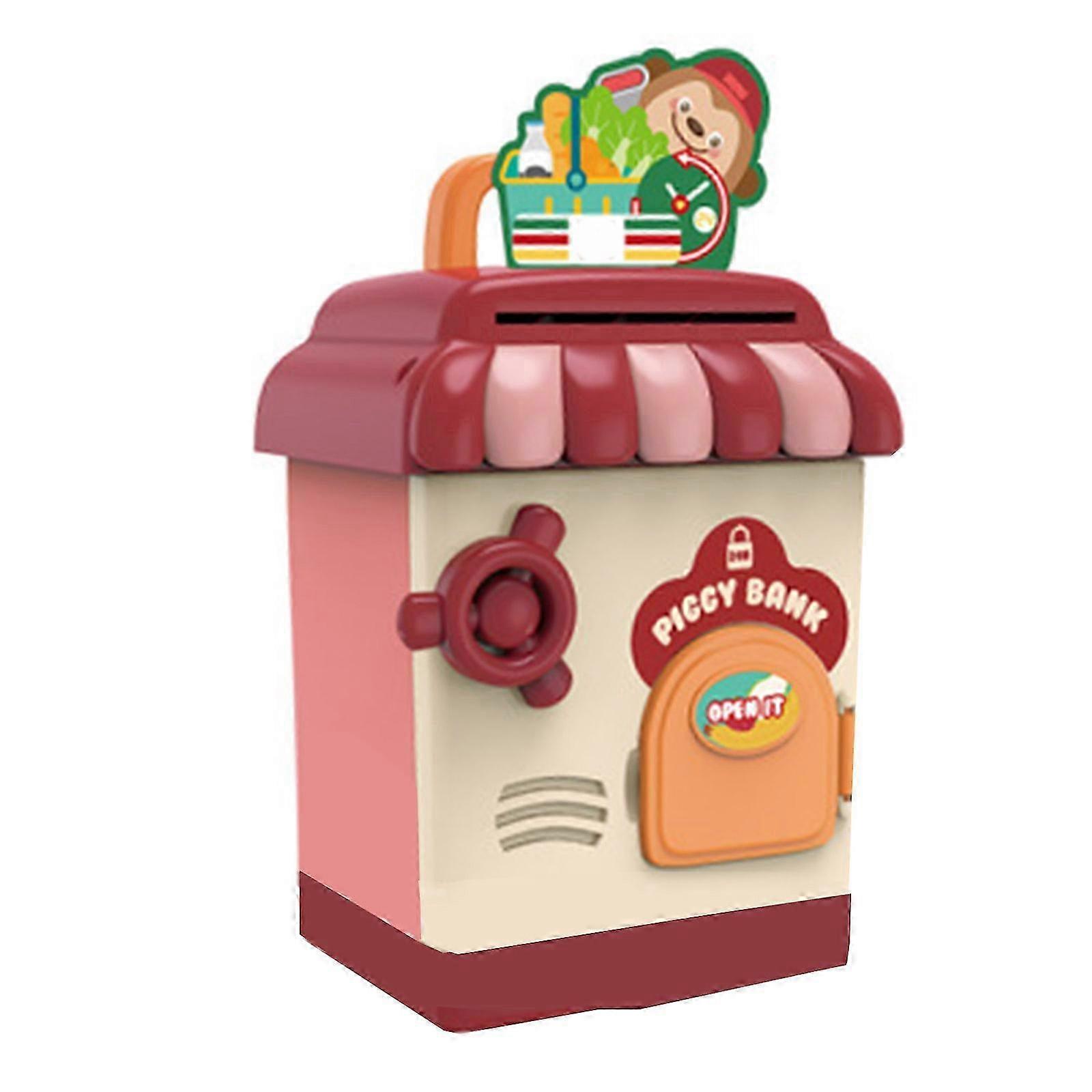 Funny Children Piggy Bank Multifunctional Automatic Coin Rolling ATM Fingerprint Password Lock Deposit Box Kid Secret