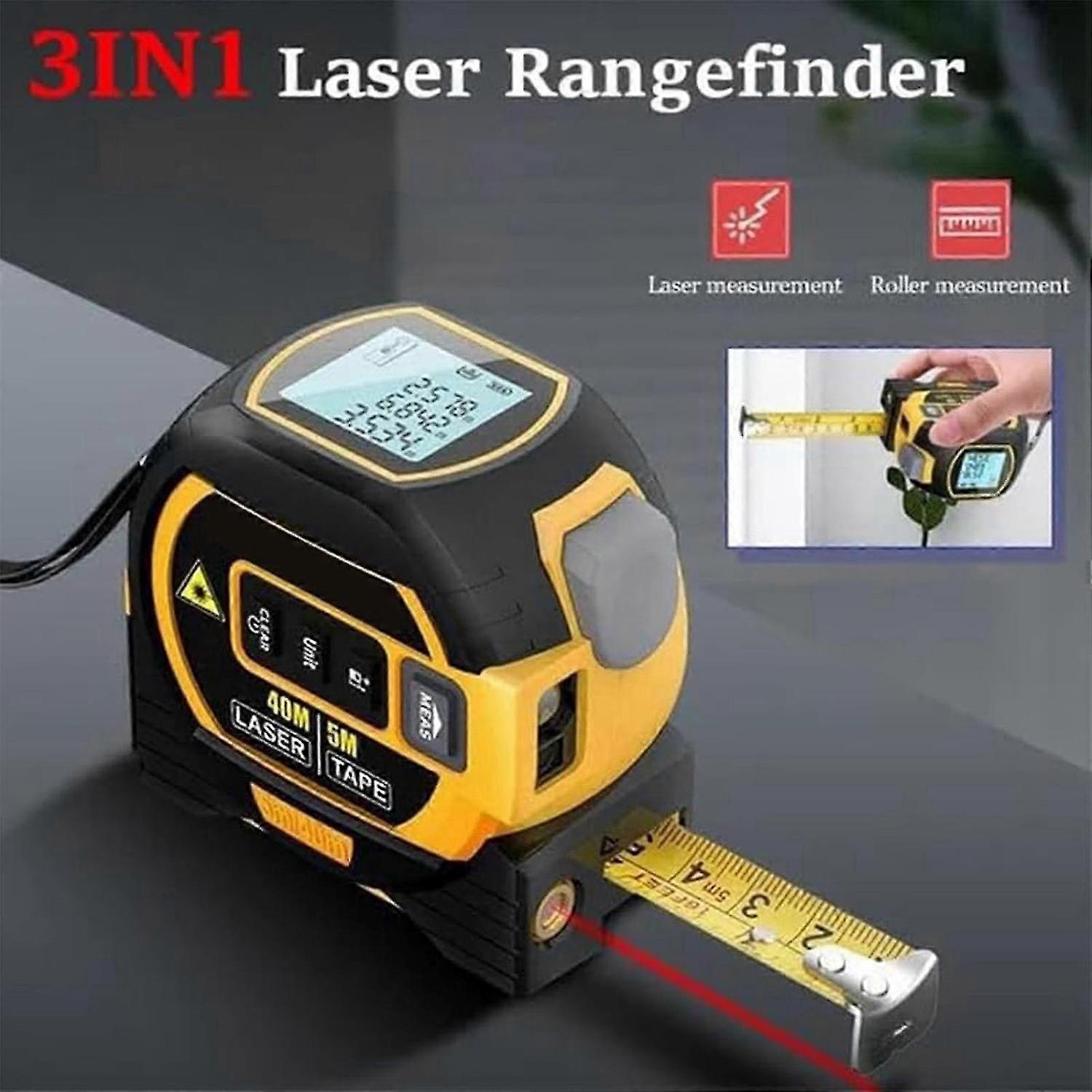 Distanziometri digitali 3 in 1 con display LCD, metro a nastro laser linea trasversale verticale - Misurazione A