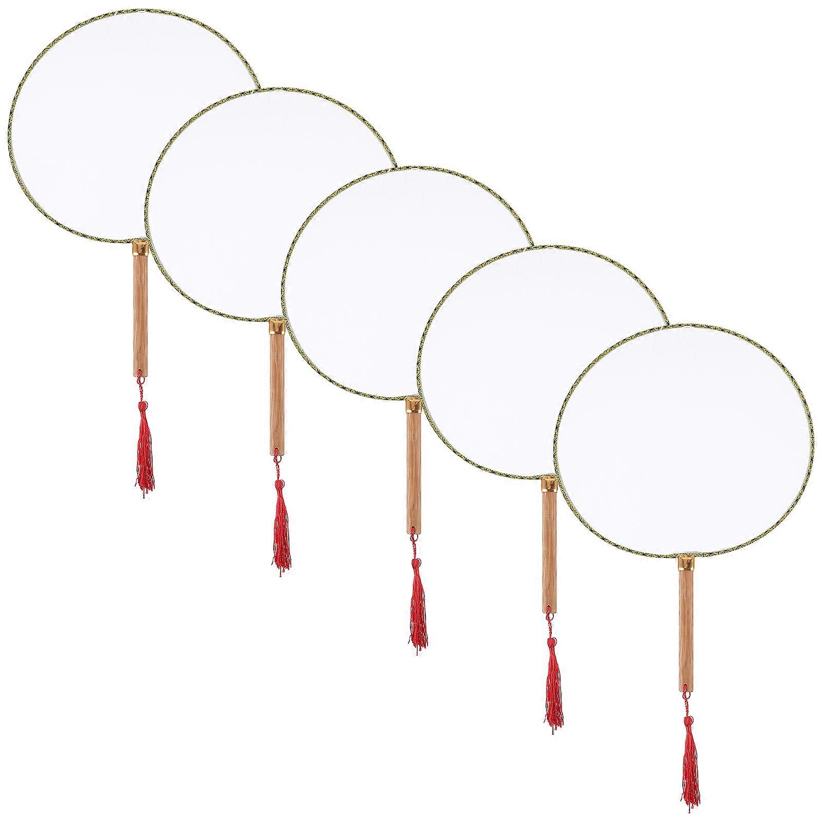 DIY Graffiti Hand Fan for Decor Made of Bamboo and Polyester Cloth Multi Color 5 Pieces