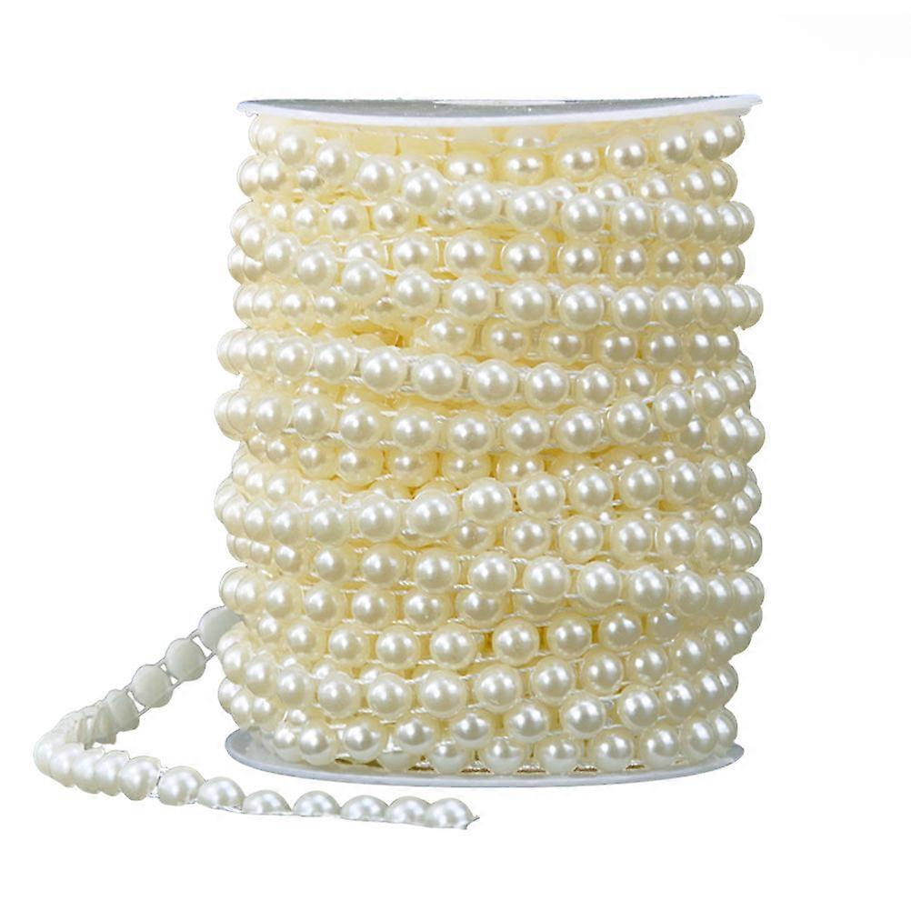 Faux Pearl Bead Garland Ornament Accessory Suitable For Coffee Shop 250X0.6CM Decorative 1 Roll