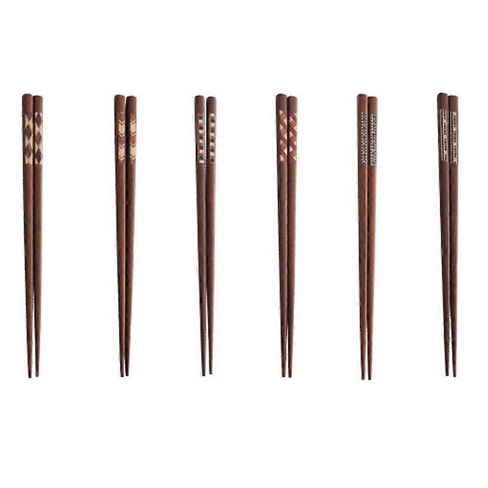 Classic Japanese Style Chopsticks Set For Household Use With Brown Color 22.5cm 6 Pairs Utensils