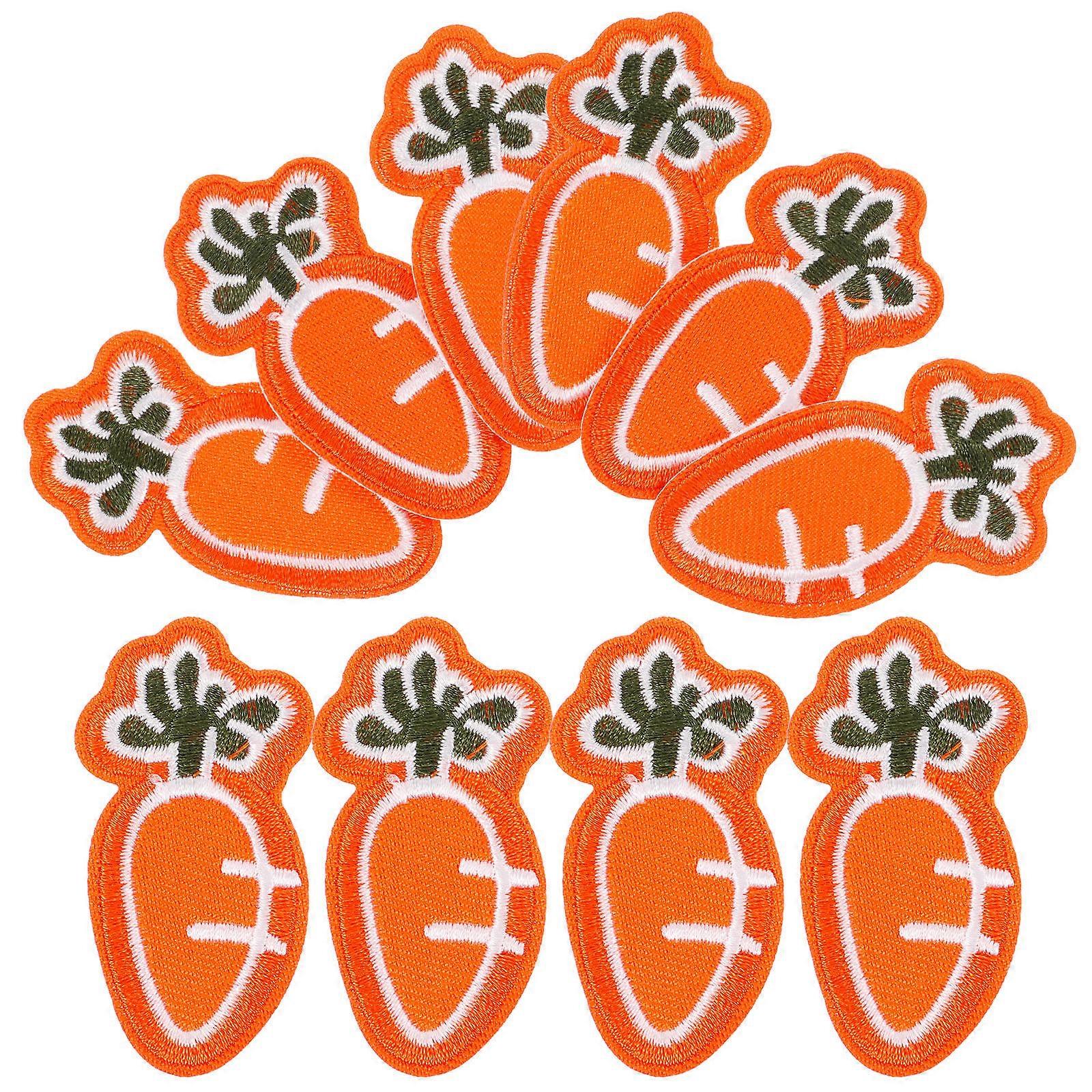 Carrot Shaped Iron On Patches, 10pcs Decorative Appliques for Clothes, Hats, Bags   Multi Use DIY Embellishment for Fabric Repair & Reinforcement