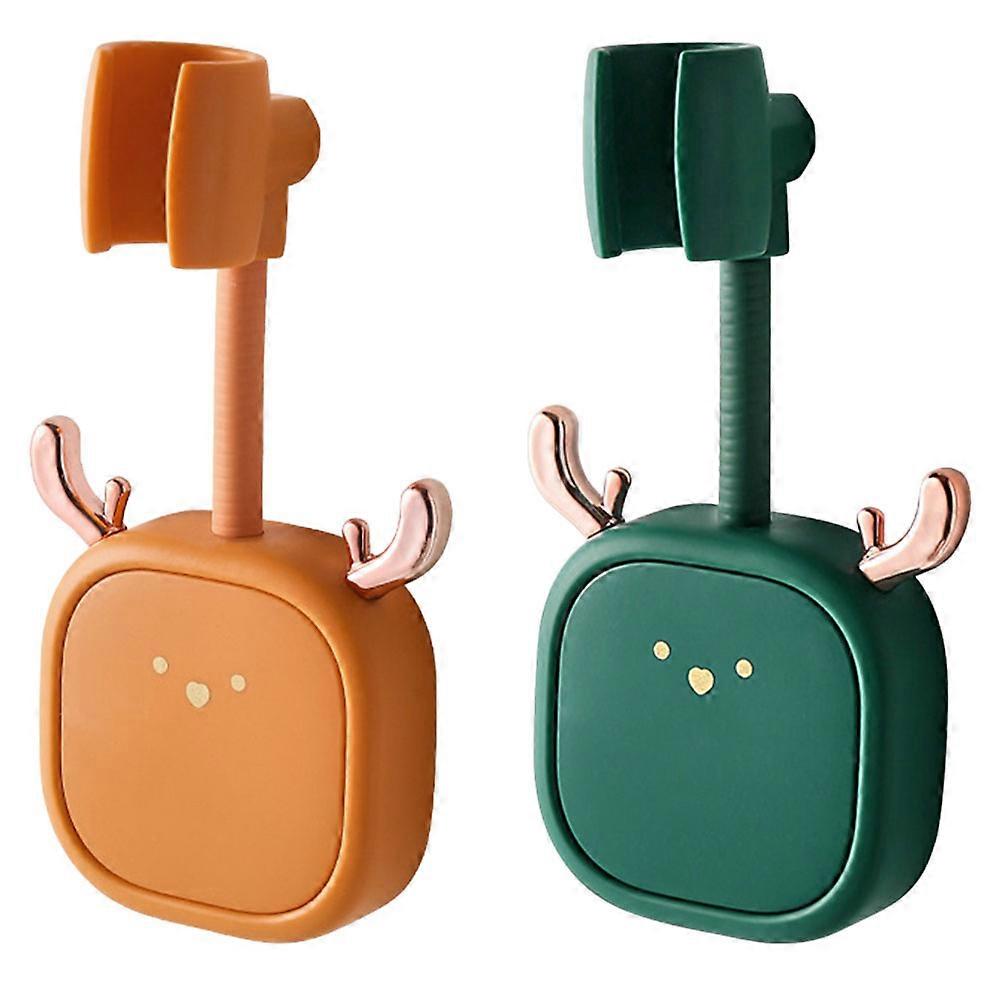 Adjustable Shower Holder For Bathroom Use 2Pcs No Punch-free Shower Head Holders With Assorted Color Durable Plastic Material