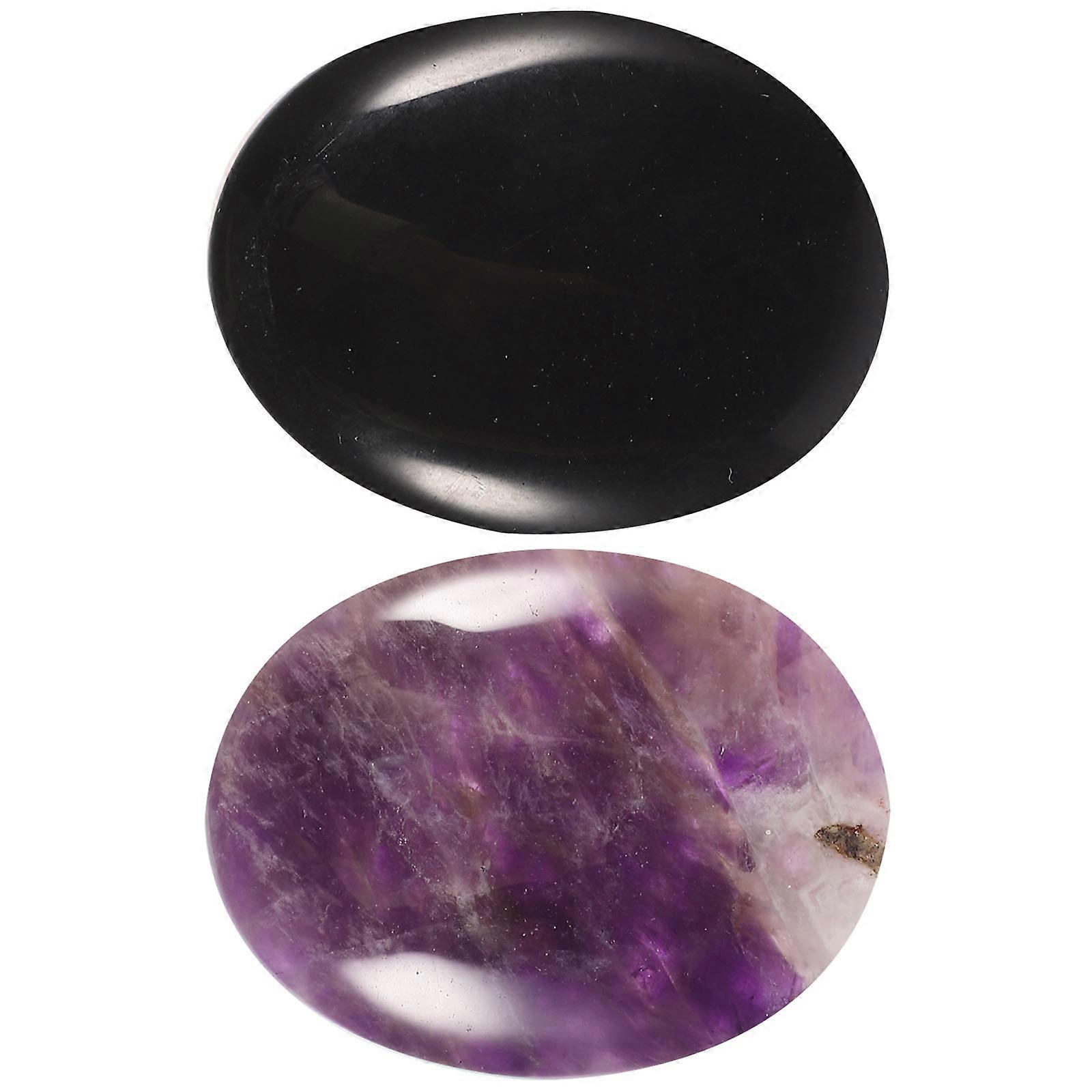 Oval Shape Desktop Crystal Stone Adornment for Playing 2Pcs Crystal Craft