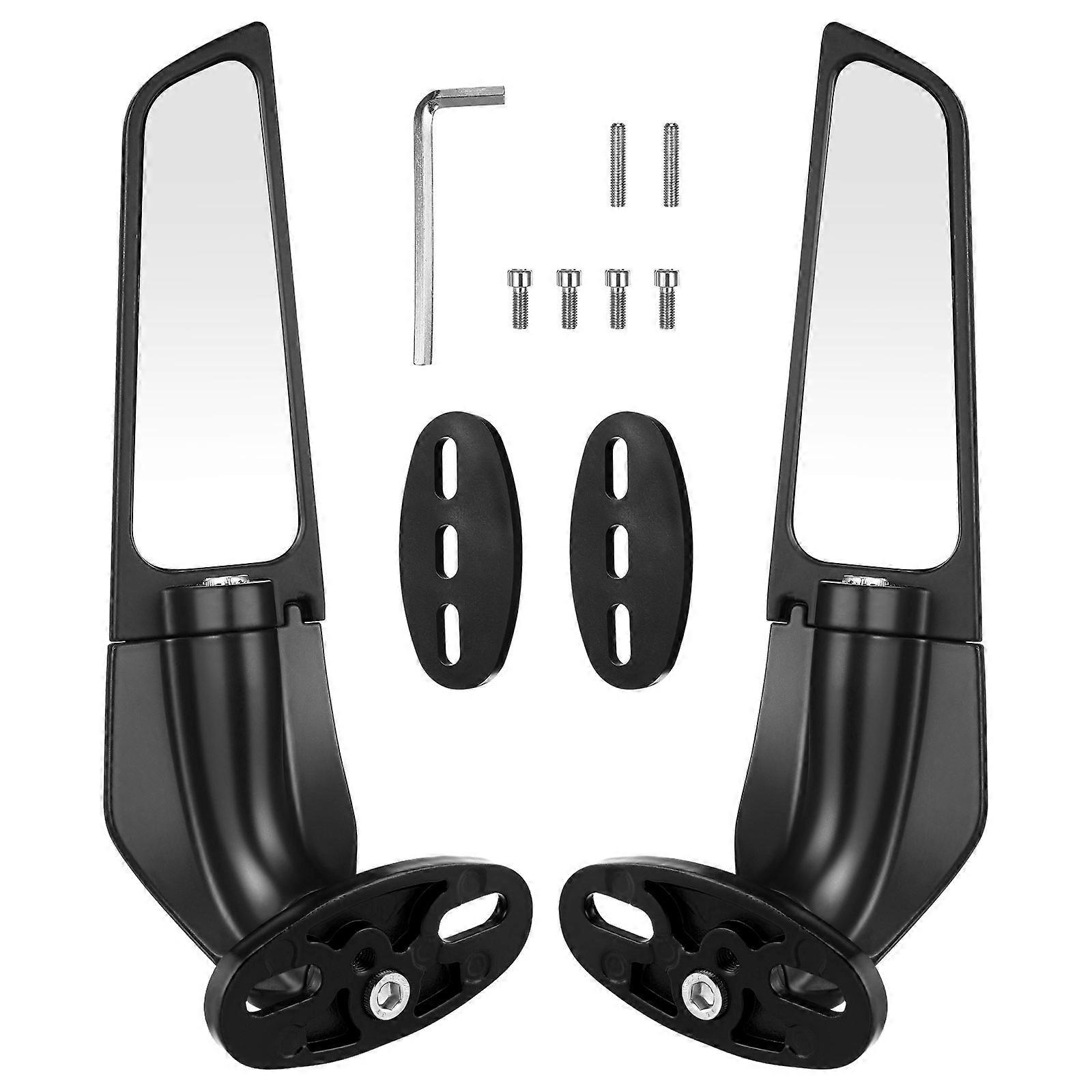 Motorcycle Rear View Mirror Large Wing Fin Rearview Adjustable Replacement