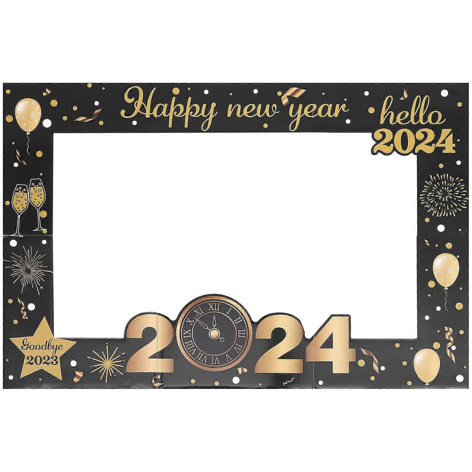 Reusable New Year Photo Booth Frame Lightweight Rectangle Prop For Funny Photo Opportunities 1Pack