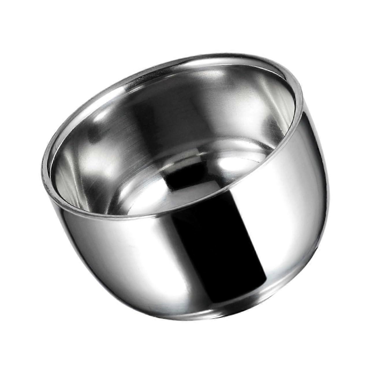 Ceramic Shaving Cups Set of 2, Simple Foam Bowl for Men, Stainless Steel Shaving Soap Container, Silver