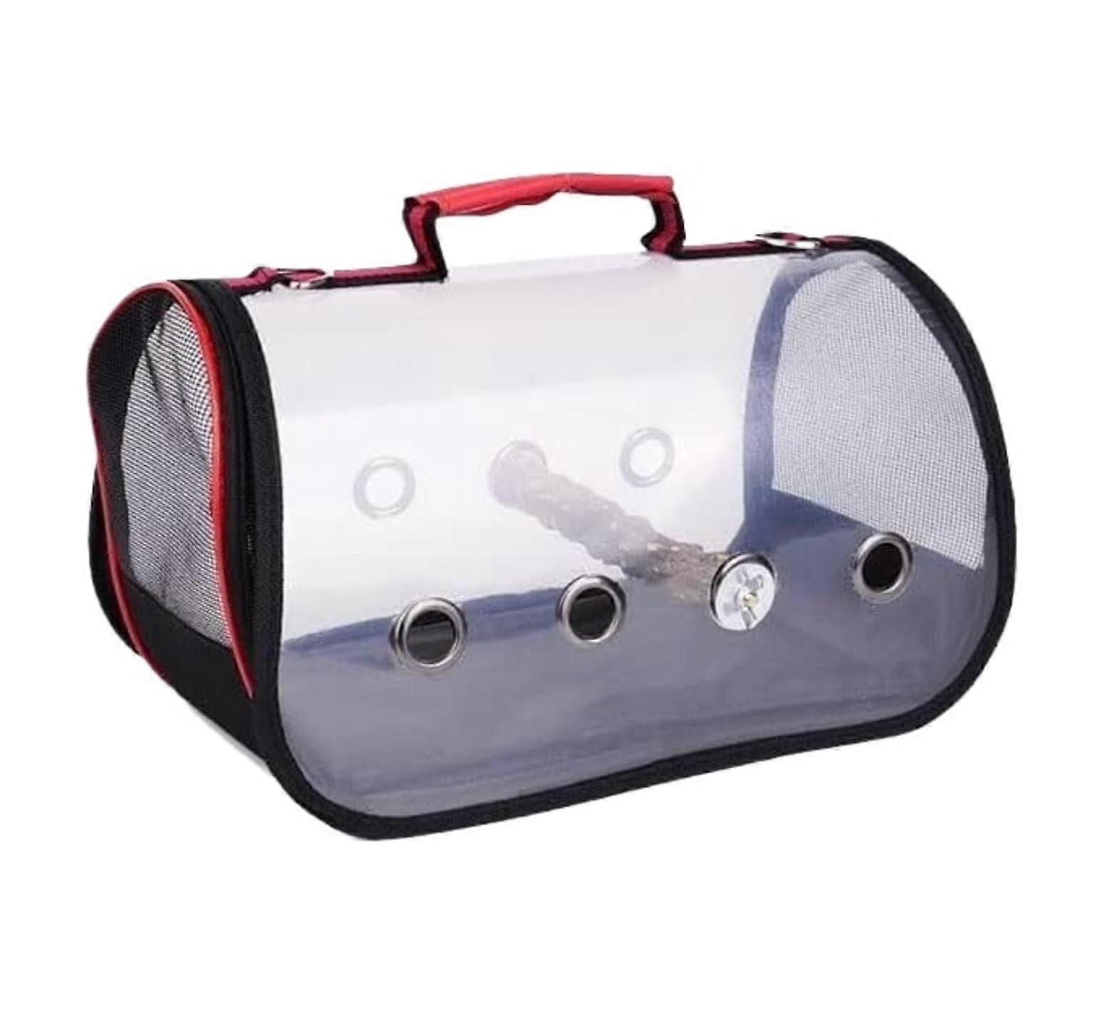 Bird Bath Portable Bird Cages M Red, Transparent Lightweight Carrier for Travel, Breathable Parrot Bird House