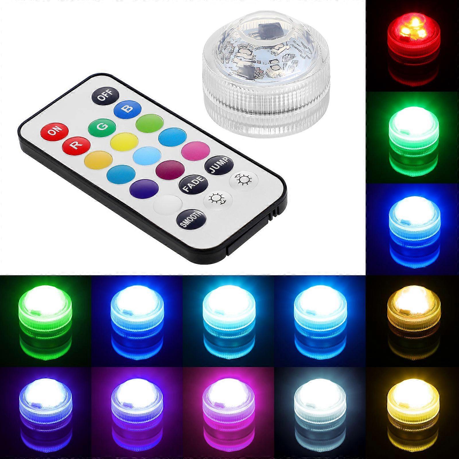 RGB أضواء LED غاطسة مقاومة للماء تعمل بالبطارية تحت الماء أضواء LED حفل زفاف إناء قاعدة ضوء الأزهار لحوض السمك الزفاف هالوين