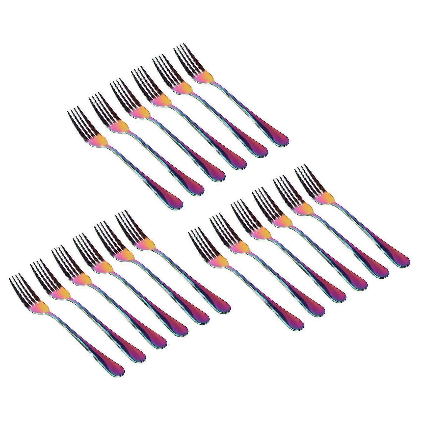 Ensemble de 18 fourchettes de table en acier inoxydable, couleur arc-en-ciel, couverts de table en acier inoxydable, vaisselle S