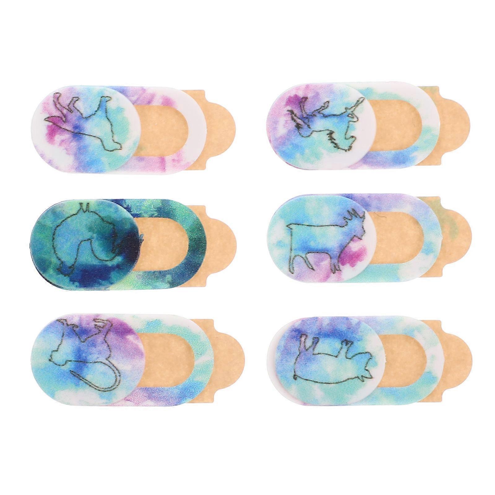 Camera Cover Sticker 6Pcs Anti-Spying Animal Theme Pattern for Privacy Safety Multi Abs Material