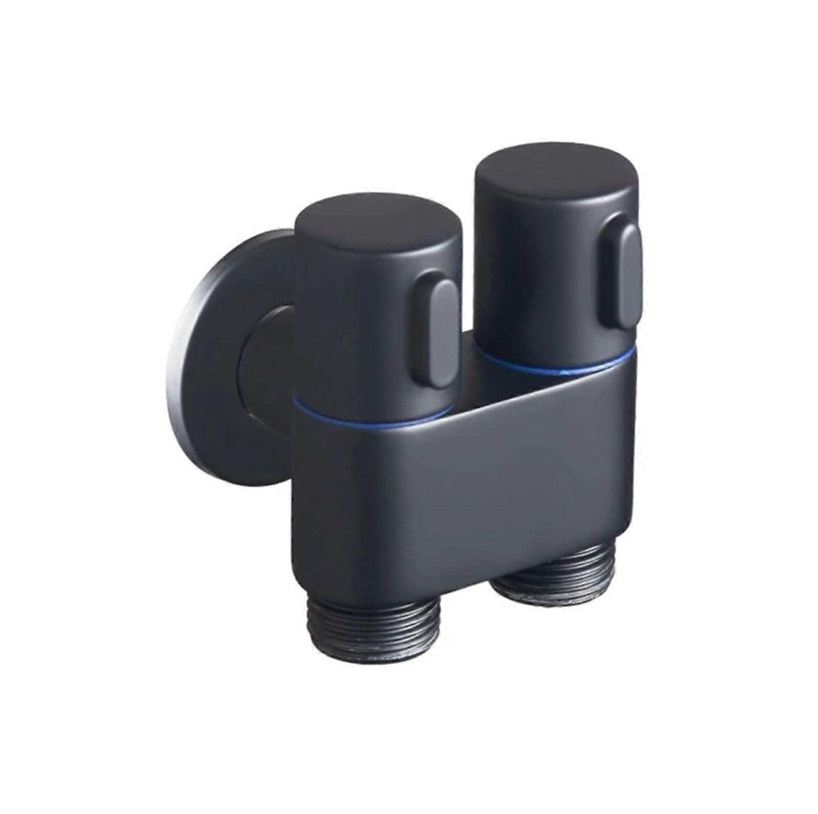 3 Way Filling Angle Valve - One In Two Out, Sink, Toilet Bidet, Hot Cold Water, Cleaning Spray, Triangle, Black