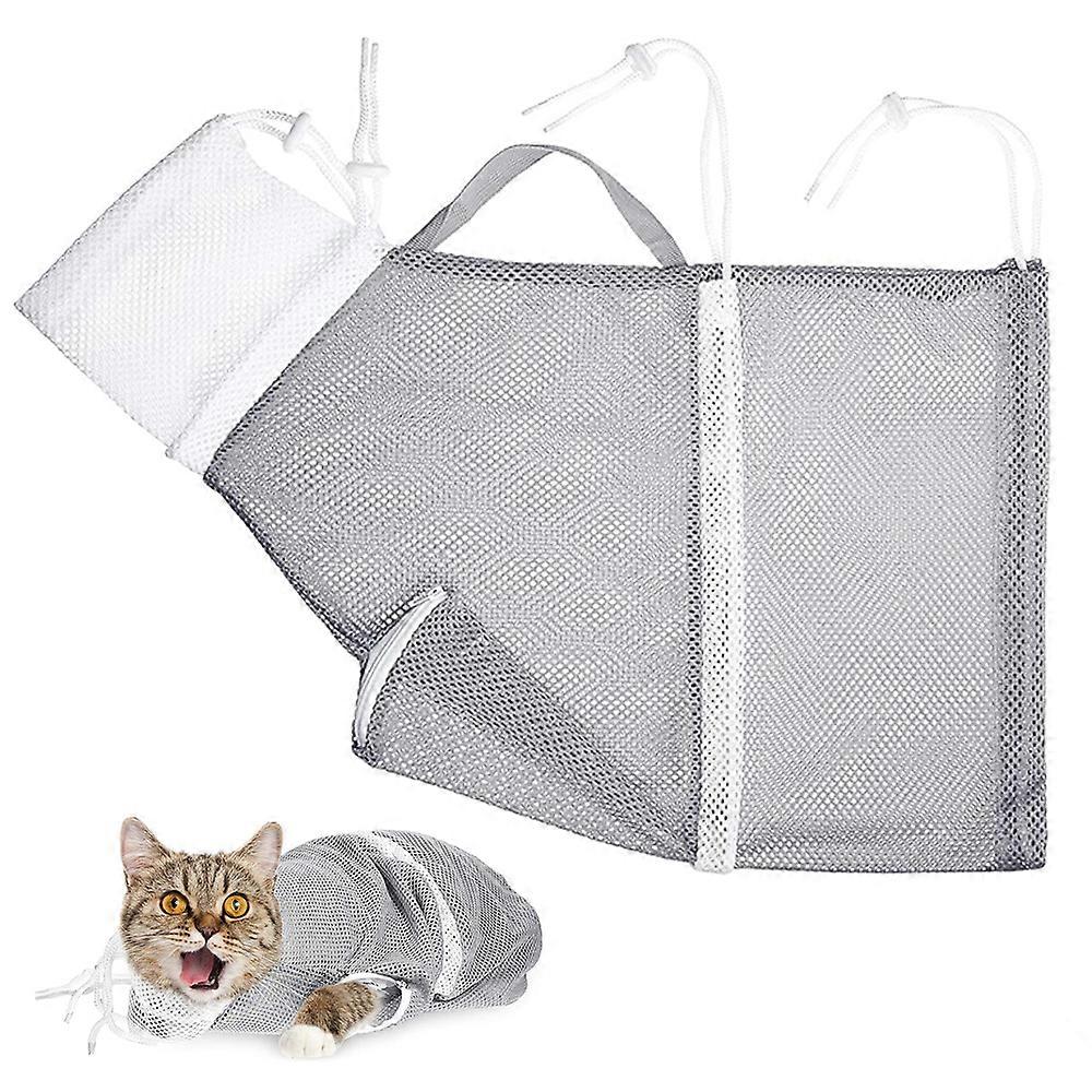 Mesh cat bath bag, multifunctional to prevent bites and scratches when bathing.