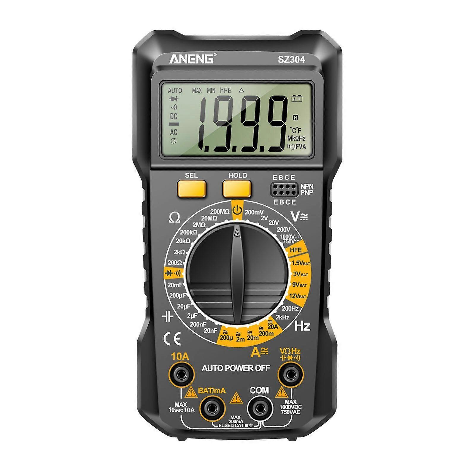 SZ304 Multifunction 1999 Counts Digital Multimeter True RMS Handheld High Precision Tester Measures Voltage Current Resistance Capacitance Frequency D