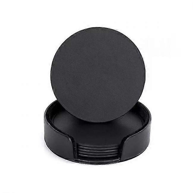 6-pack - Leather Coasters - Coasters for glasses Black