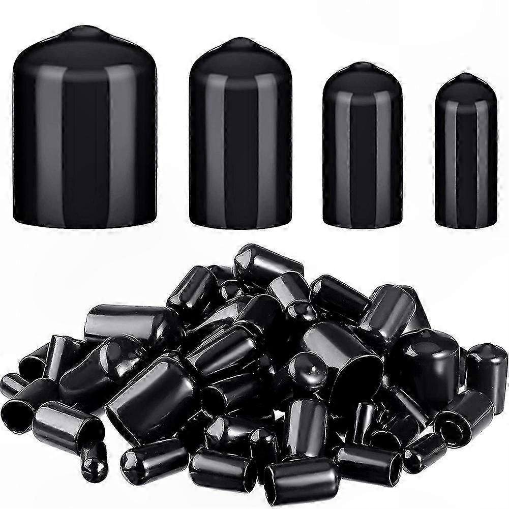 4 Sizes of Flexible Rubber End Caps, 80 Pieces Bolt Covers for 1/4" to 3/4" Screws and Threads Protectors