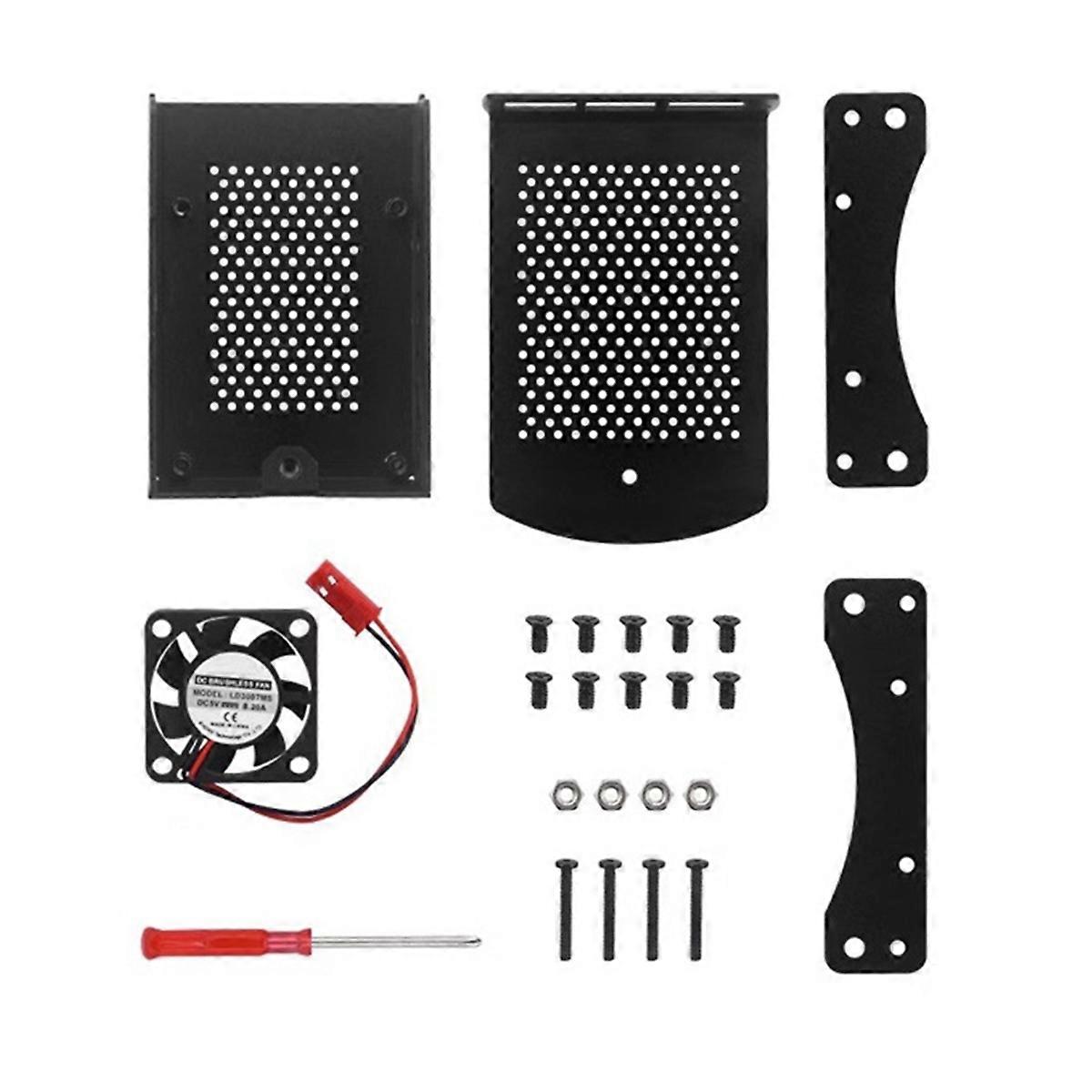 Aluminum Alloy Case Metel Box Shell with Hanging Bracket with Cooling Fan for 4B for 4 Model B