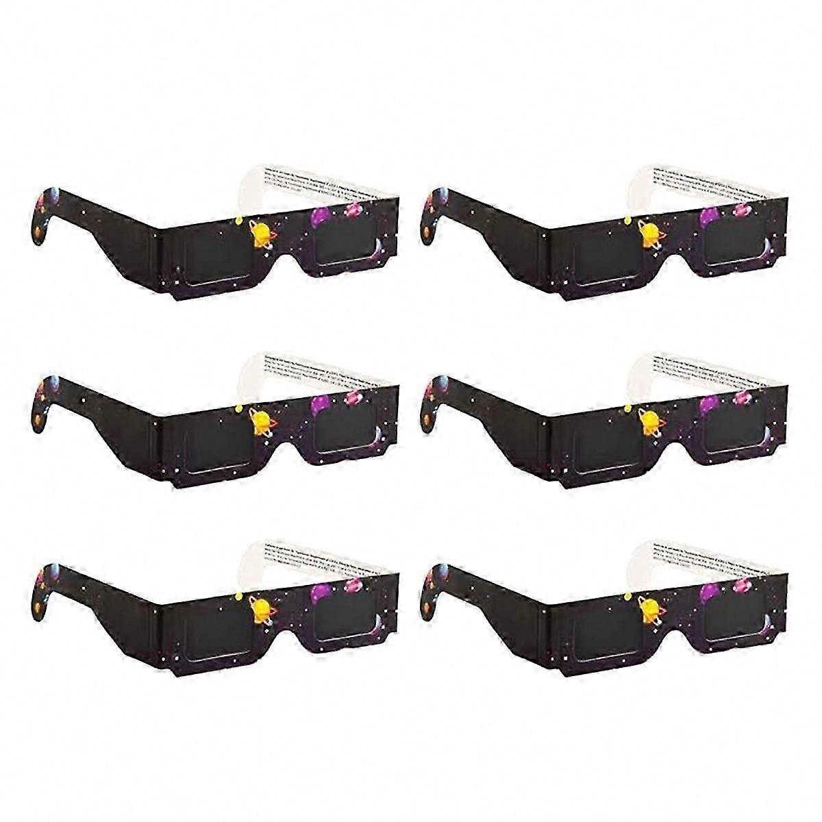 6 Pack Paper Solar Eclipse Glasses for Direct Sun Viewing, Safe Eclipse Shades for Sun Observation