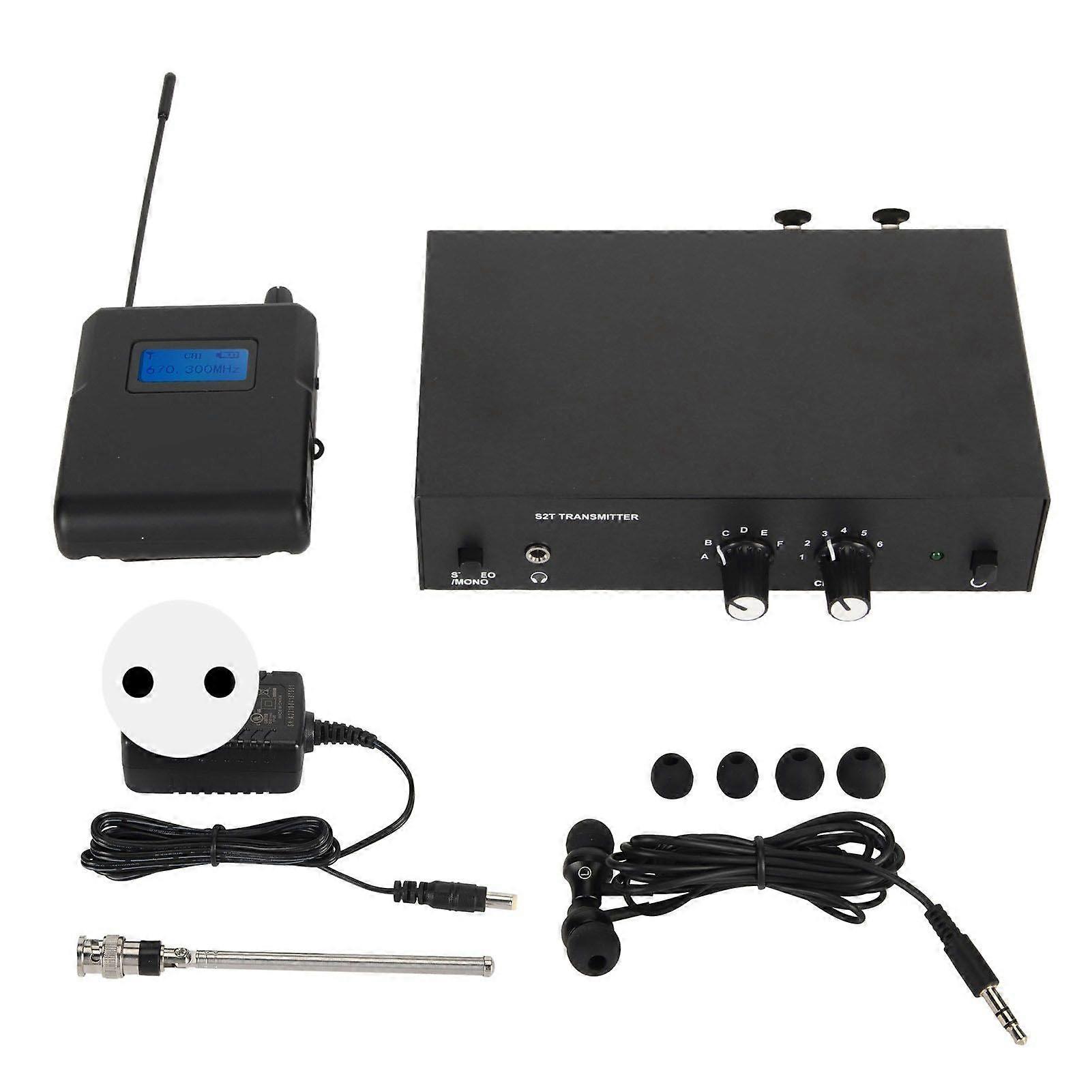 ANLEON S2T Stereo Wireless Monitor System 670680Mhz Wireless Monitor Transmitter Receiver with Earphone 100240V EU Plug