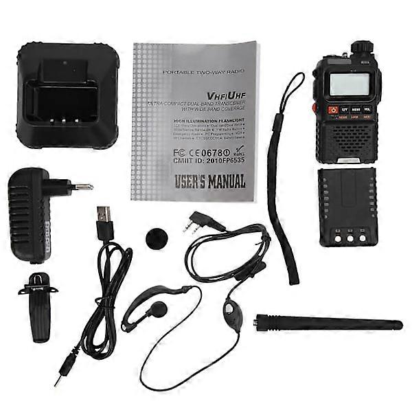 Portable Walkie Talkies Set Handheld LCD Display Walky Talky with Headphones 100‑240V Black EU Plug 100‑240V