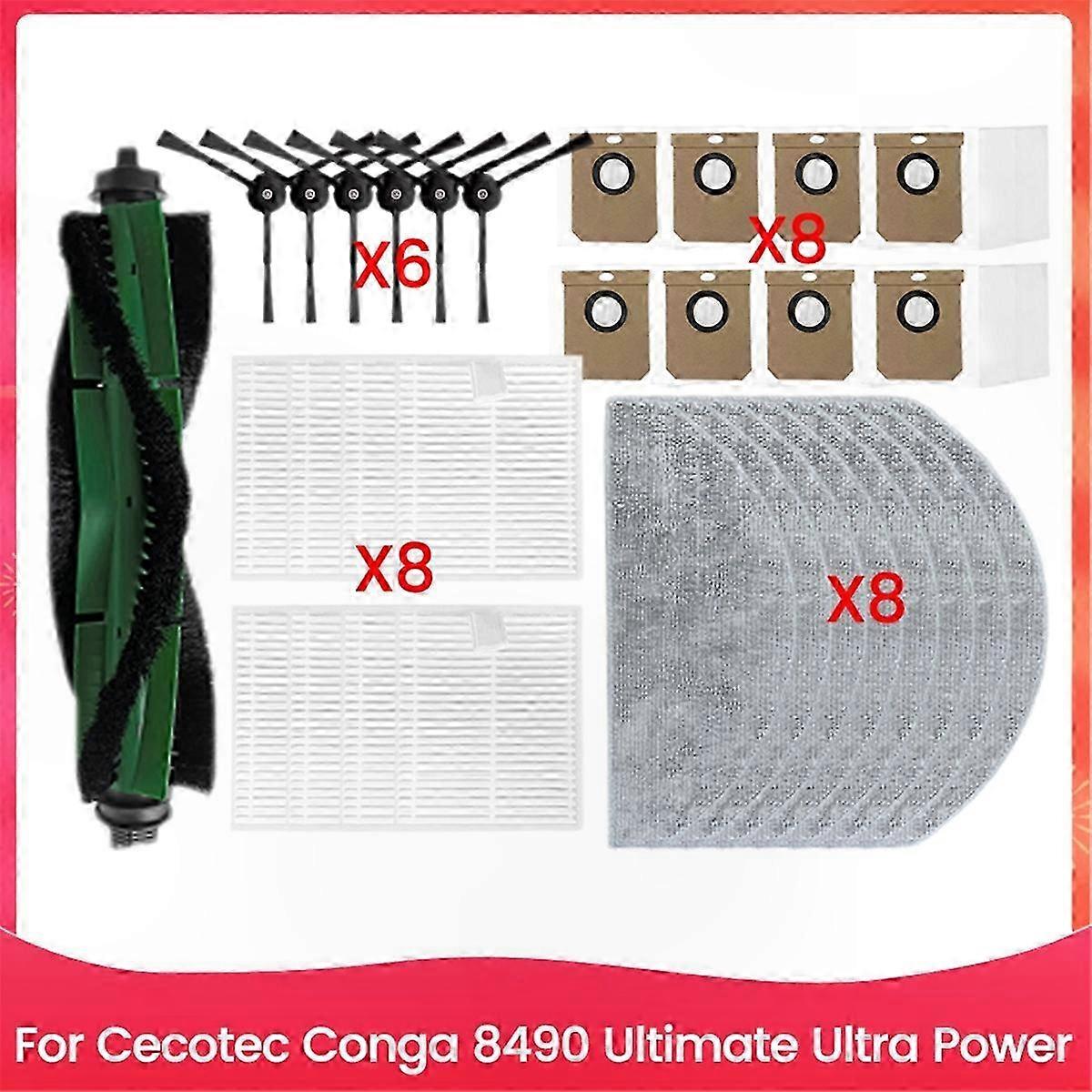 Robot Vacuum Spare Parts Kit - Main Brush, Side Brush, HEPA Filter, Mop Cloth for Ultra Power Models